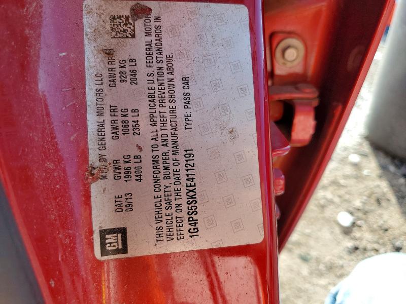2014 Buick Verano მანქანა იყიდება აუქციონზე, vin: 1G4PS5SKXE4112191, აუქციონის ნომერი: 59954886
