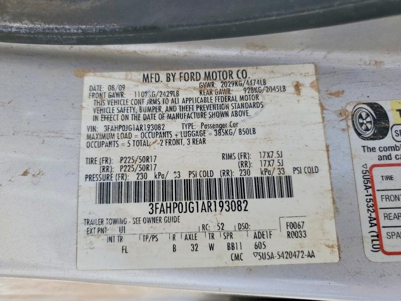 Продаж на аукціоні авто 2010 Ford Fusion, vin: 3FAHP0JG1AR193082, номер лоту: 60872326