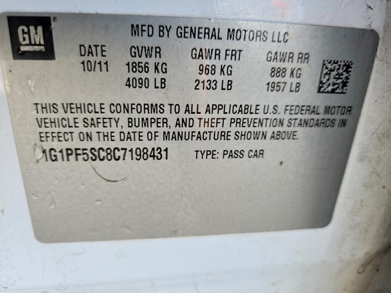2012 Chevrolet Cruze მანქანა იყიდება აუქციონზე, vin: 1G1PF5SC8C7198431, აუქციონის ნომერი: 61718656