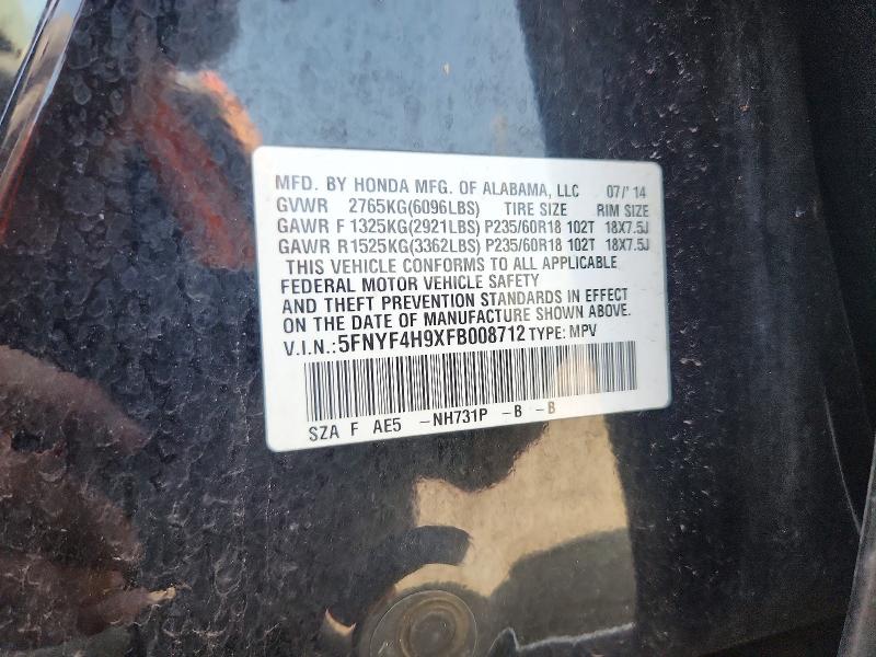 Продаж на аукціоні авто 2015 Honda Pilot, vin: 5FNYF4H9XFB008712, номер лоту: 59124416