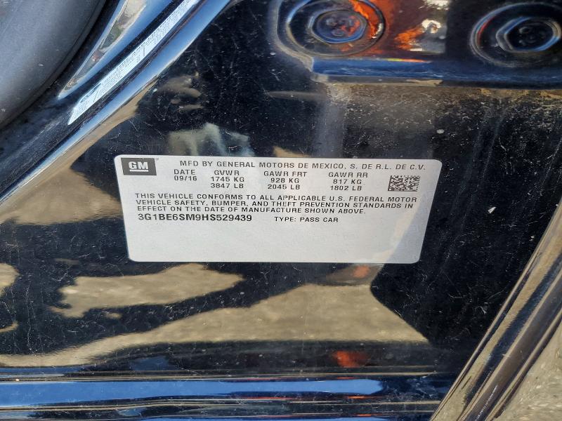 2017 Chevrolet Cruze მანქანა იყიდება აუქციონზე, vin: 3G1BE6SM9HS529439, აუქციონის ნომერი: 60848446