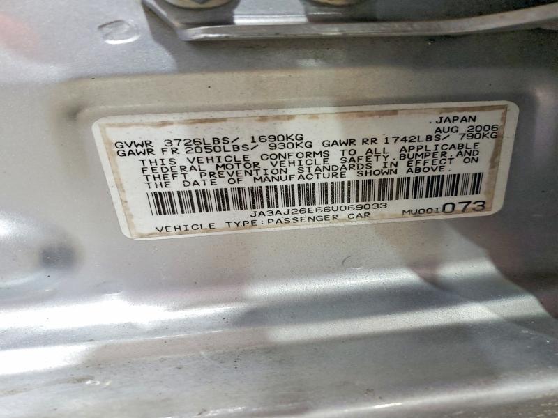 2006 Mitsubishi Lancer მანქანა იყიდება აუქციონზე, vin: JA3AJ26E66U069033, აუქციონის ნომერი: 62276286