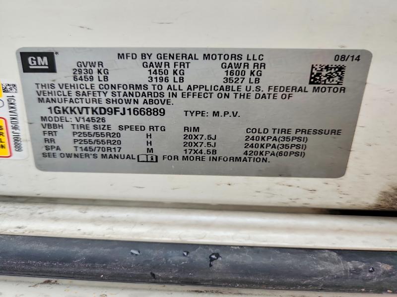 Продажа на аукционе авто 2015 Gmc Acadia, vin: 1GKKVTKD9FJ166889, номер лота: 62499886