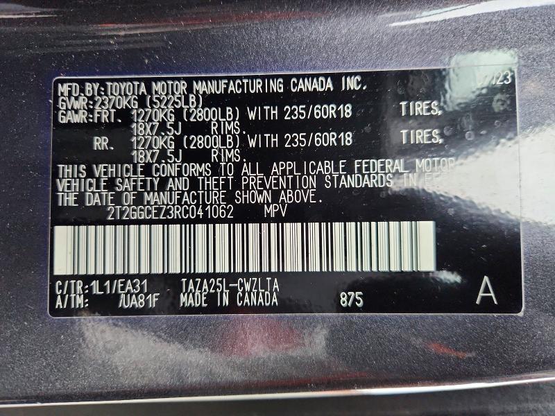 61998536 :رقم المزاد ، 2T2GGCEZ3RC041062 vin ، 2024 Lexus Nx مزاد بيع