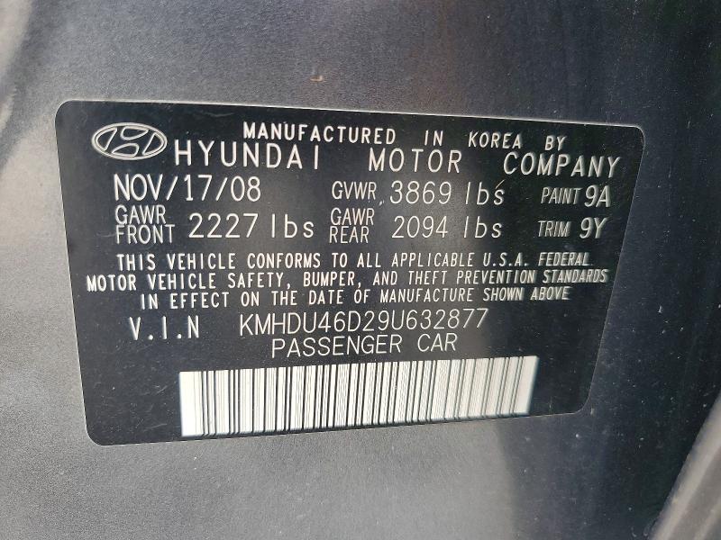 Продаж на аукціоні авто 2009 Hyundai Elantra, vin: KMHDU46D29U632877, номер лоту: 63046516