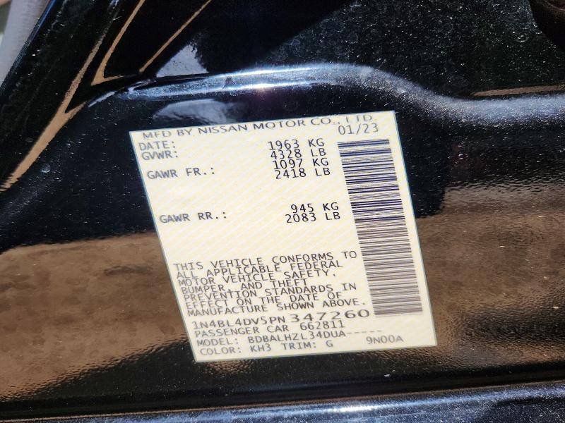 2023 Nissan Altima მანქანა იყიდება აუქციონზე, vin: 1N4BL4DV5PN347260, აუქციონის ნომერი: 61872116