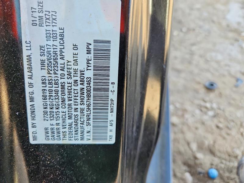 Aukcja sprzedaży 2017 Honda Odyssey, vin: 5FNRL5H67HB003463, numer aukcji: 62984086