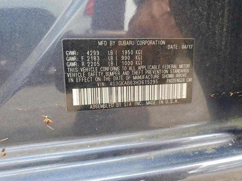 Aukcja sprzedaży 2017 Subaru Impreza, vin: 4S3GKAB63H3615295, numer aukcji: 61369416
