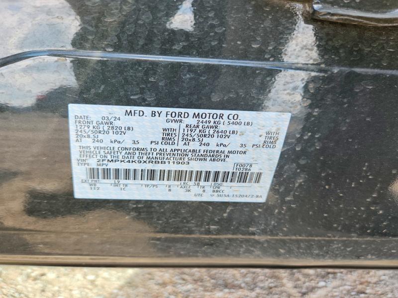 60083226 :رقم المزاد ، 2FMPK4K9XRBB11903 vin ، 2024 Ford Edge مزاد بيع