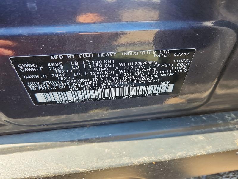 Продажа на аукционе авто 2017 Subaru Outback, vin: 4S4BSANC3H3344326, номер лота: 58806646
