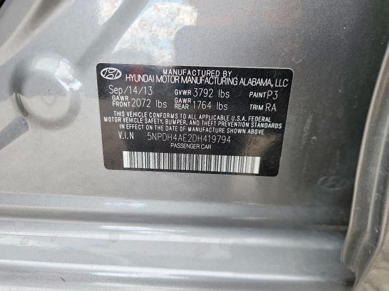 Продажа на аукционе авто 2013 Hyundai Elantra, vin: 5NPDH4AE2DH419794, номер лота: 61779866