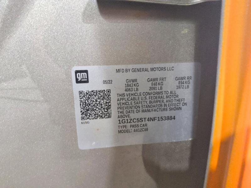Продаж на аукціоні авто 2022 Chevrolet Malibu, vin: 1G1ZC5ST4NF153884, номер лоту: 60201286