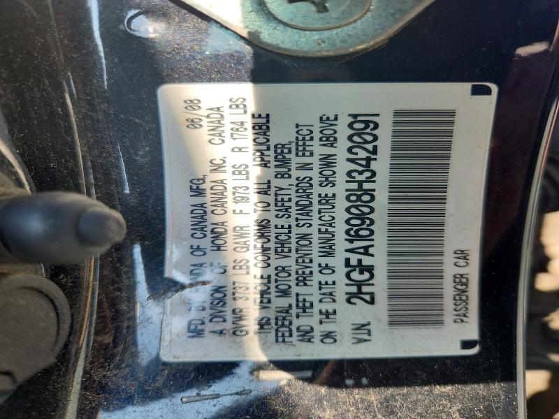 61434596 :رقم المزاد ، 2HGFA16908H342091 vin ، 2008 Honda Civic مزاد بيع