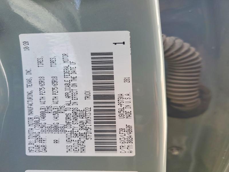 Aukcja sprzedaży 2021 Toyota Tundra, vin: 5TFDY5F17MX973722, numer aukcji: 60875446