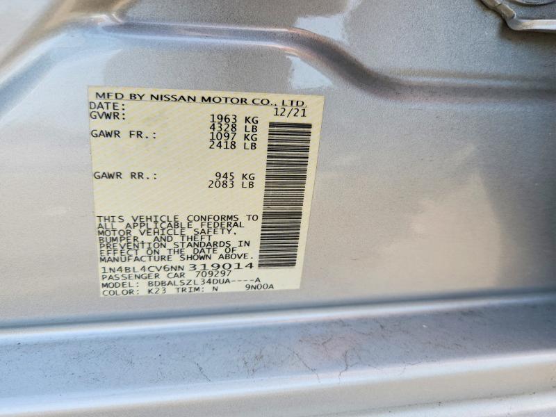 Продажа на аукционе авто 2022 Nissan Altima, vin: 1N4BL4CV6NN319014, номер лота: 61176396