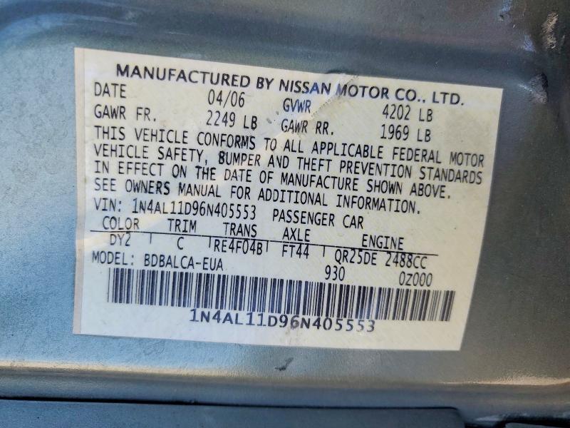 Aukcja sprzedaży 2006 Nissan Altima, vin: 1N4AL11D96N405553, numer aukcji: 59845226