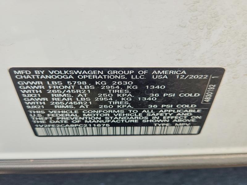 Aukcja sprzedaży 2023 Volkswagen Atlas Cross Sport, vin: 1V2FE2CA8PC211675, numer aukcji: 62742596