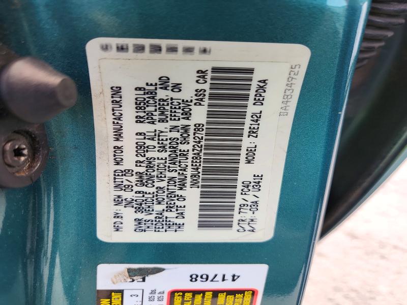 63119486 :رقم المزاد ، 1NXBU4EE8AZ242789 vin ، 2010 Toyota Corolla مزاد بيع