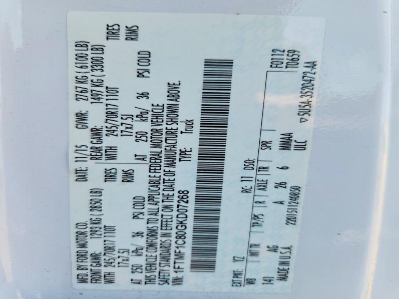 Aukcja sprzedaży 2016 Ford F150, vin: 1FTMF1C80GKD07268, numer aukcji: 62315036