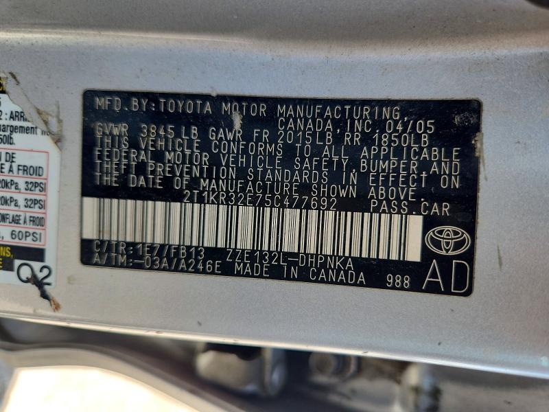 62630336 :رقم المزاد ، 2T1KR32E75C477692 vin ، 2005 Toyota Matrix مزاد بيع