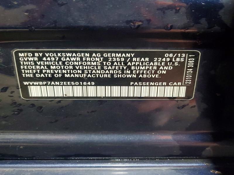 62441466 :رقم المزاد ، WVWBP7AN2EE501649 vin ، 2014 Volkswagen Cc مزاد بيع