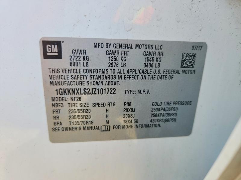 Aukcja sprzedaży 2018 Gmc Acadia, vin: 1GKKNXLS2JZ101722, numer aukcji: 62035466