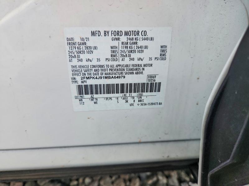 Продаж на аукціоні авто 2021 Ford Edge, vin: 2FMPK4J91MBA64979, номер лоту: 62056166