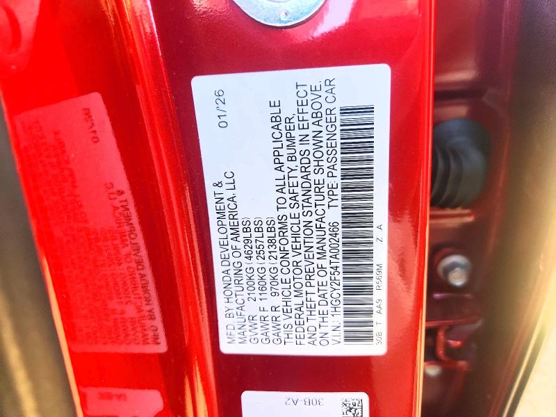 2026 Honda Accord მანქანა იყიდება აუქციონზე, vin: 1HGCY2F54TA002466, აუქციონის ნომერი: 60256786