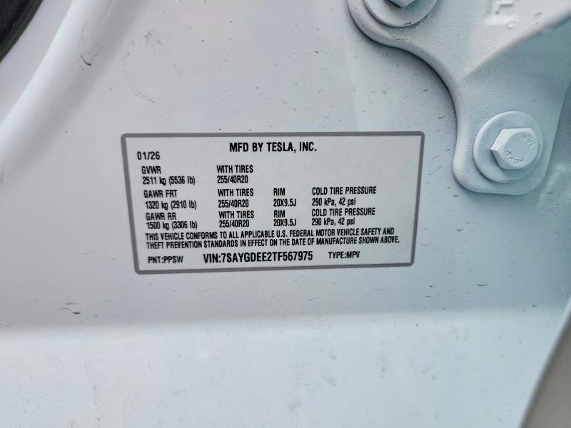 Aukcja sprzedaży 2026 Tesla Model Y, vin: 7SAYGDEE2TF567975, numer aukcji: 62873436