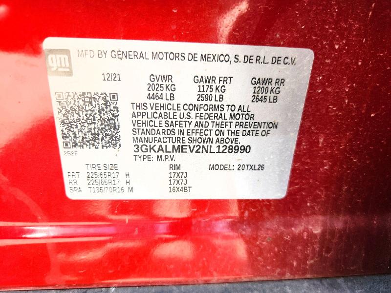 60033086 :رقم المزاد ، 3GKALMEV2NL128990 vin ، 2022 Gmc Terrain مزاد بيع