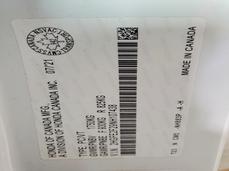 Продажа на аукционе авто 2022 Honda Civic, vin: 2HGFE2F29NH107438, номер лота: 59975826