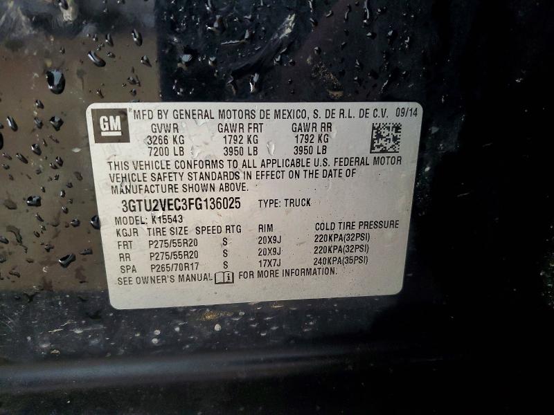 Aukcja sprzedaży 2015 Gmc Sierra, vin: 3GTU2VEC3FG136025, numer aukcji: 60777486
