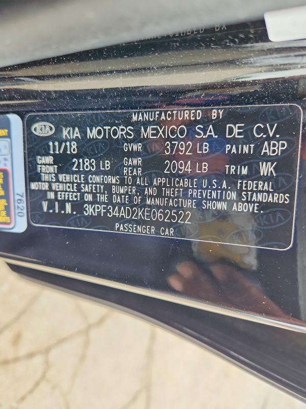 Продаж на аукціоні авто 2019 Kia Forte, vin: 3KPF34AD2KE062522, номер лоту: 62767266