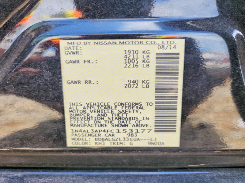 2015 Nissan Altima მანქანა იყიდება აუქციონზე, vin: 1N4AL3AP4FC153177, აუქციონის ნომერი: 60692946