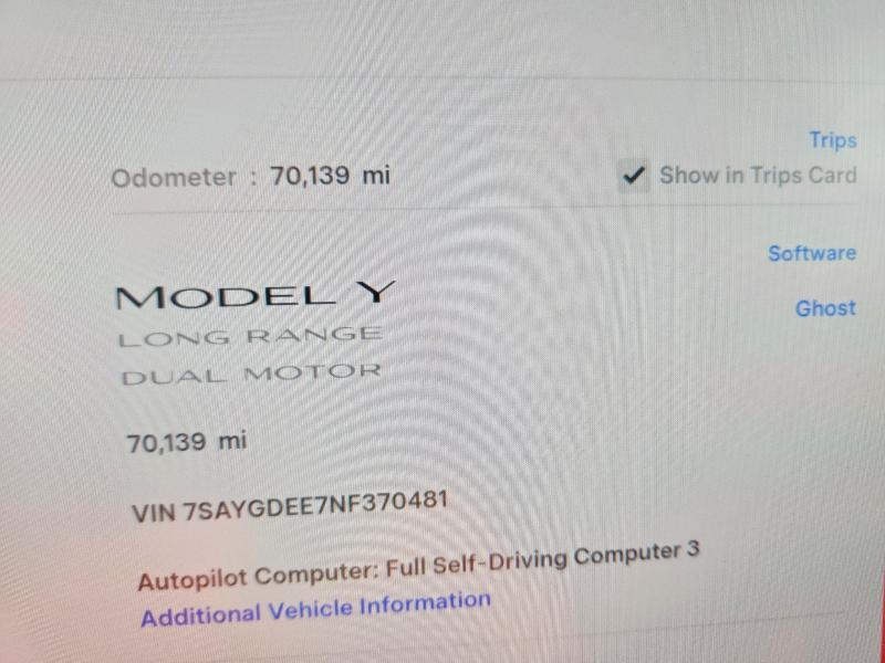 Aukcja sprzedaży 2022 Tesla Model Y, vin: 7SAYGDEE7NF370481, numer aukcji: 58932276