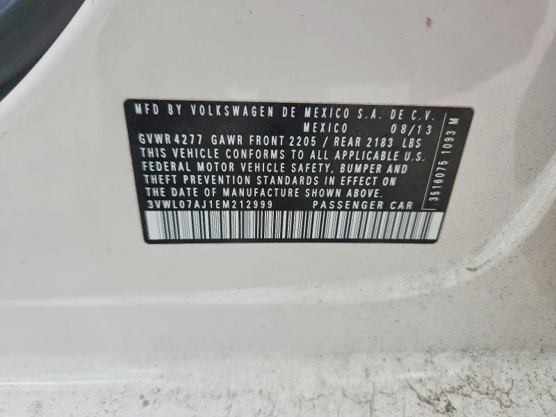 Продажа на аукционе авто 2014 Volkswagen Jetta, vin: 3VWL07AJ1EM212999, номер лота: 59391216