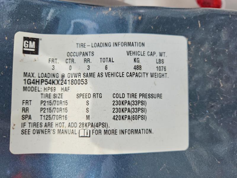 2002 Buick Lesabre მანქანა იყიდება აუქციონზე, vin: 1G4HP54KX24180053, აუქციონის ნომერი: 59846856