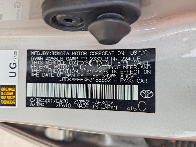Aukcja sprzedaży 2021 Toyota Prius Prime, vin: JTDKAMFPXM3166662, numer aukcji: 59266256
