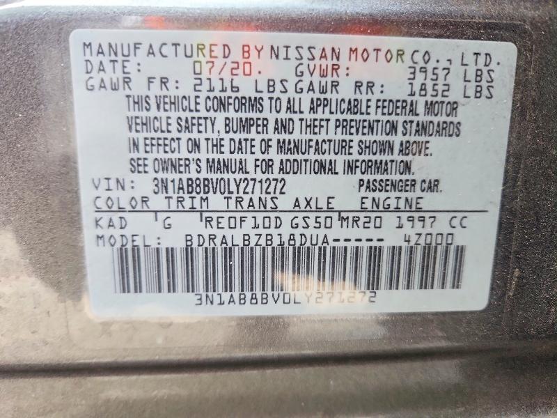 Aukcja sprzedaży 2020 Nissan Sentra, vin: 3N1AB8BV0LY271272, numer aukcji: 62517236