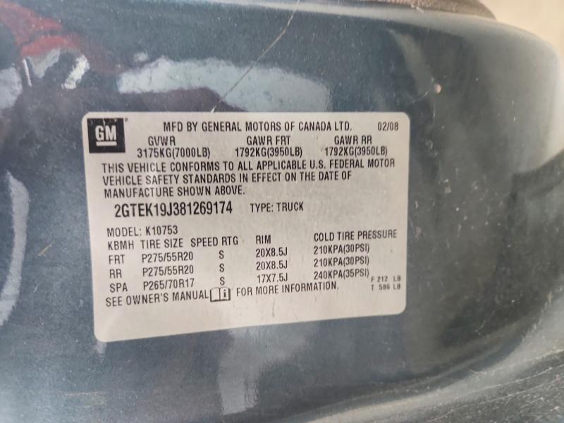 60807496 :رقم المزاد ، 2GTEK19J381269174 vin ، 2008 Gmc Sierra مزاد بيع