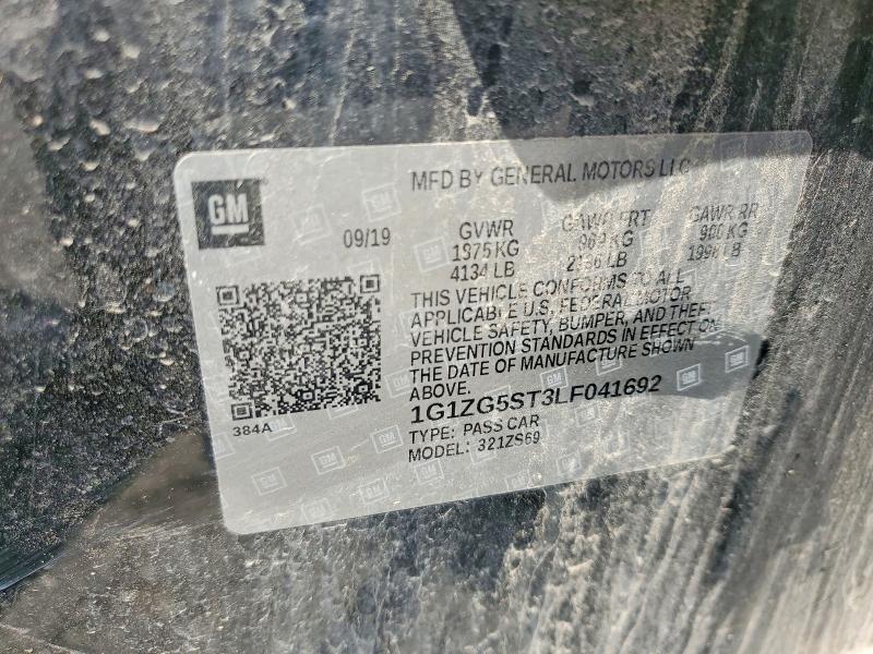60376896 :رقم المزاد ، 1G1ZG5ST3LF041692 vin ، 2020 Chevrolet Malibu مزاد بيع