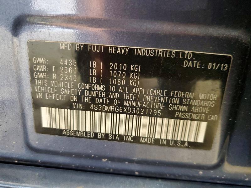 Продаж на аукціоні авто 2013 Subaru Legacy, vin: 4S3BMBG6XD3031795, номер лоту: 62991576