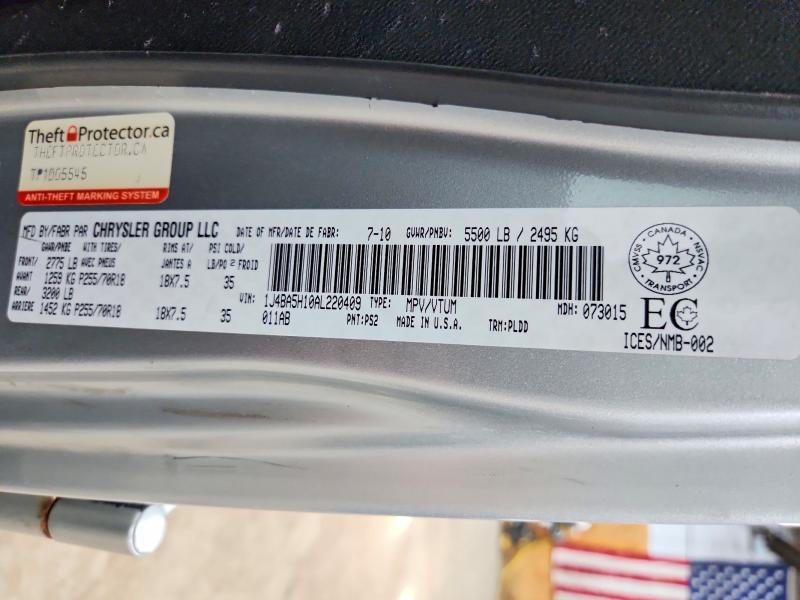 59795026 :رقم المزاد ، 1J4BA5H10AL220409 vin ، 2010 Jeep Wrangler Unlimited مزاد بيع