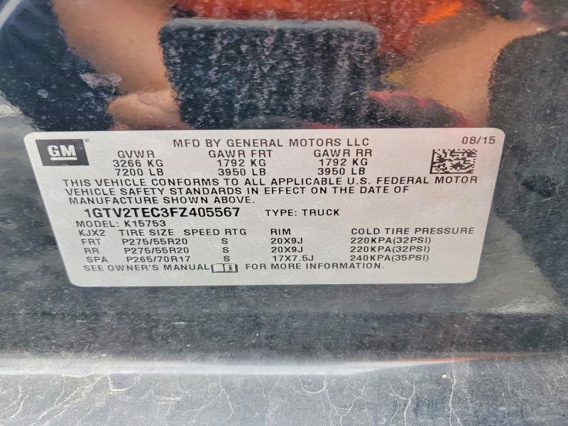 2015 Gmc Sierra მანქანა იყიდება აუქციონზე, vin: 1GTV2TEC3FZ405567, აუქციონის ნომერი: 62448846