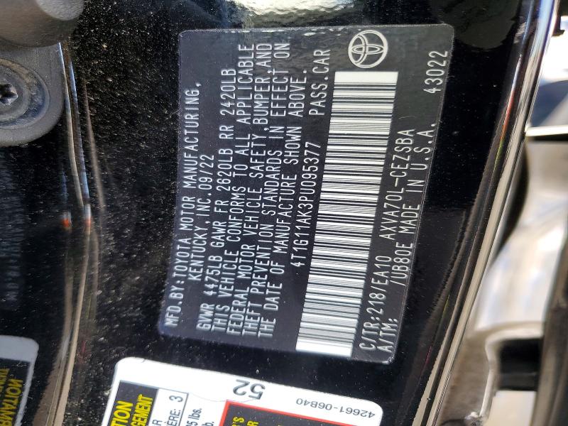 Продаж на аукціоні авто 2023 Toyota Camry, vin: 4T1G11AK3PU095377, номер лоту: 62352676