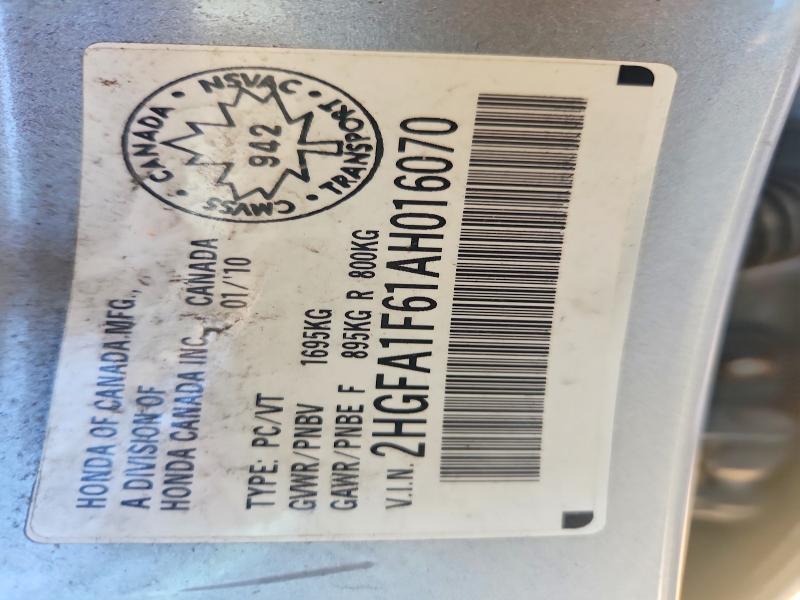 60236866 :رقم المزاد ، 2HGFA1F61AH016070 vin ، 2010 Honda Civic مزاد بيع