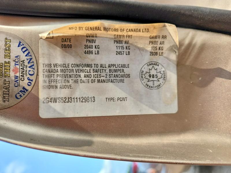 Aukcja sprzedaży 2001 Buick Century, vin: 2G4WS52J311129813, numer aukcji: 62019706