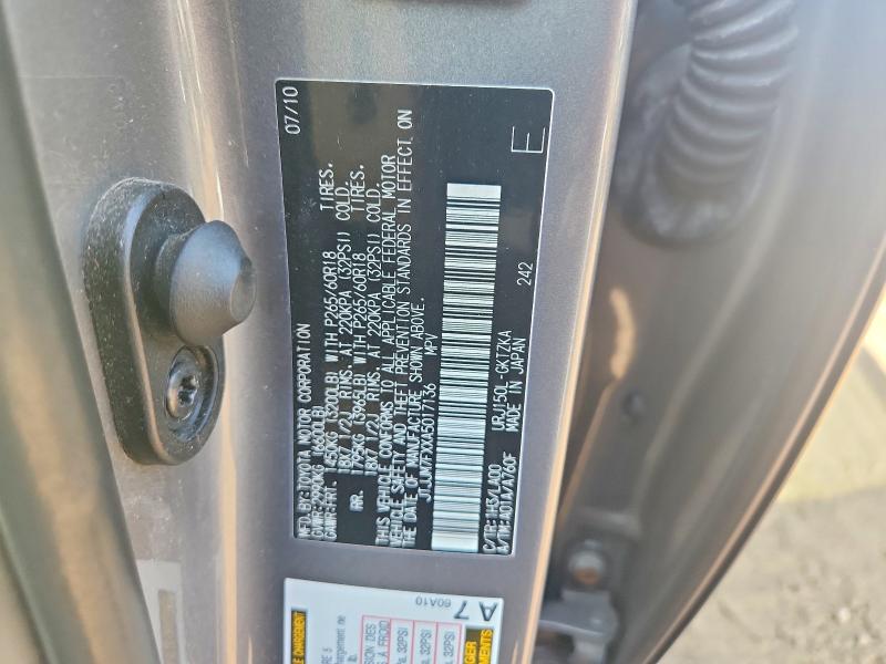 62011046 :رقم المزاد ، JTJJM7FXXA5017136 vin ، 2010 Lexus Gx مزاد بيع