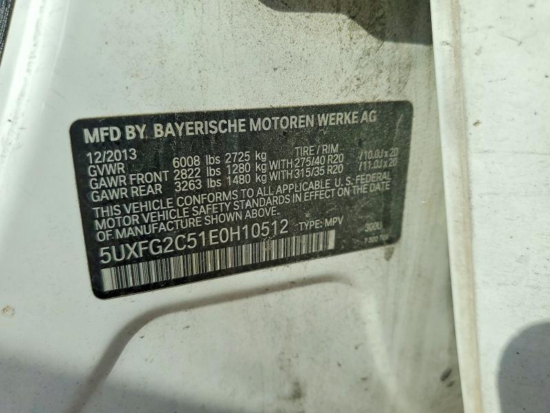 Продаж на аукціоні авто 2014 Bmw X6, vin: 5UXFG2C51E0H10512, номер лоту: 59140356