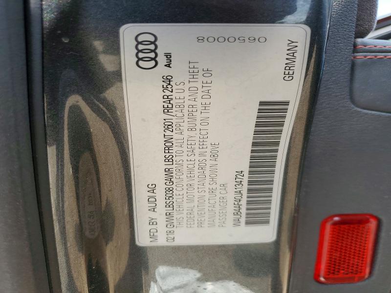 Aukcja sprzedaży 2018 Audi S4, vin: WAUB4AF40JA134724, numer aukcji: 59866186